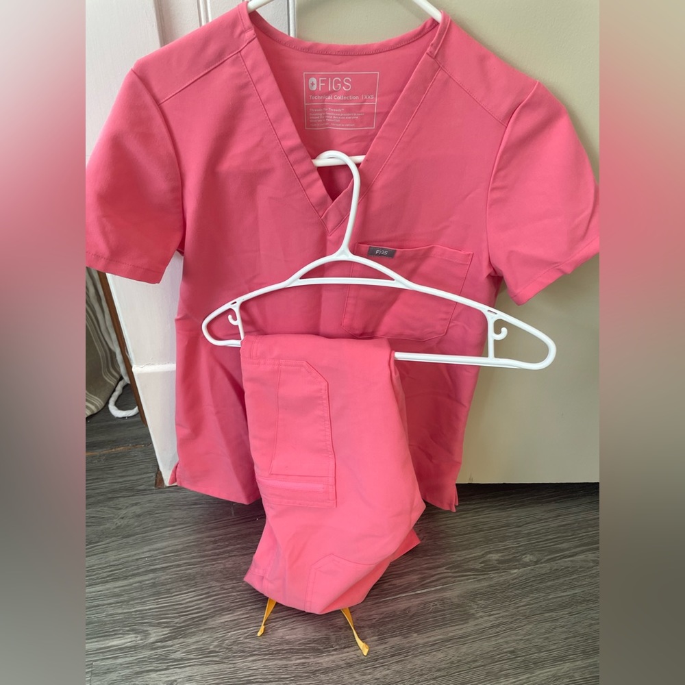 Neon pink scrubs set